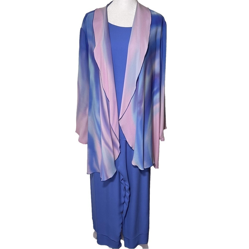 Louise Blumberg Wearable Art 3-Piece Silk Wide Leg Pants Suit Tank Formal Dress